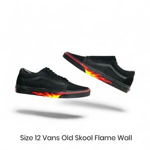 NEW Vans Black Old Skool Flame Wall Size 12